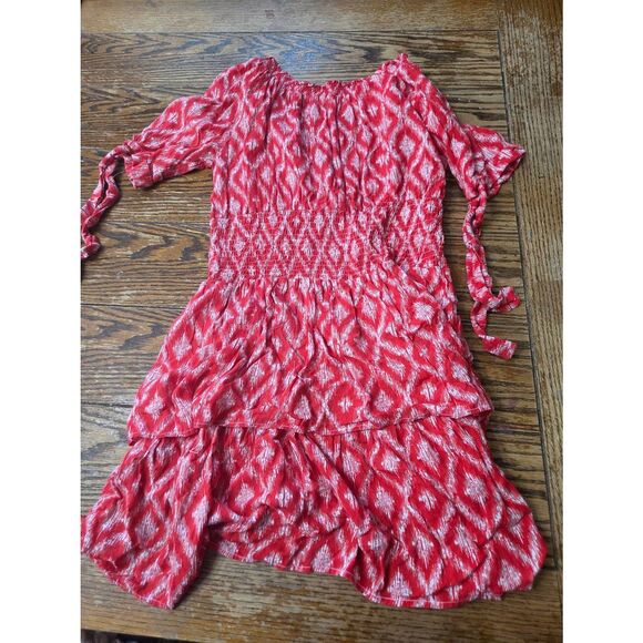 Melissa ODABASH Ikat red off the shoulder dress - Picture 5 of 5